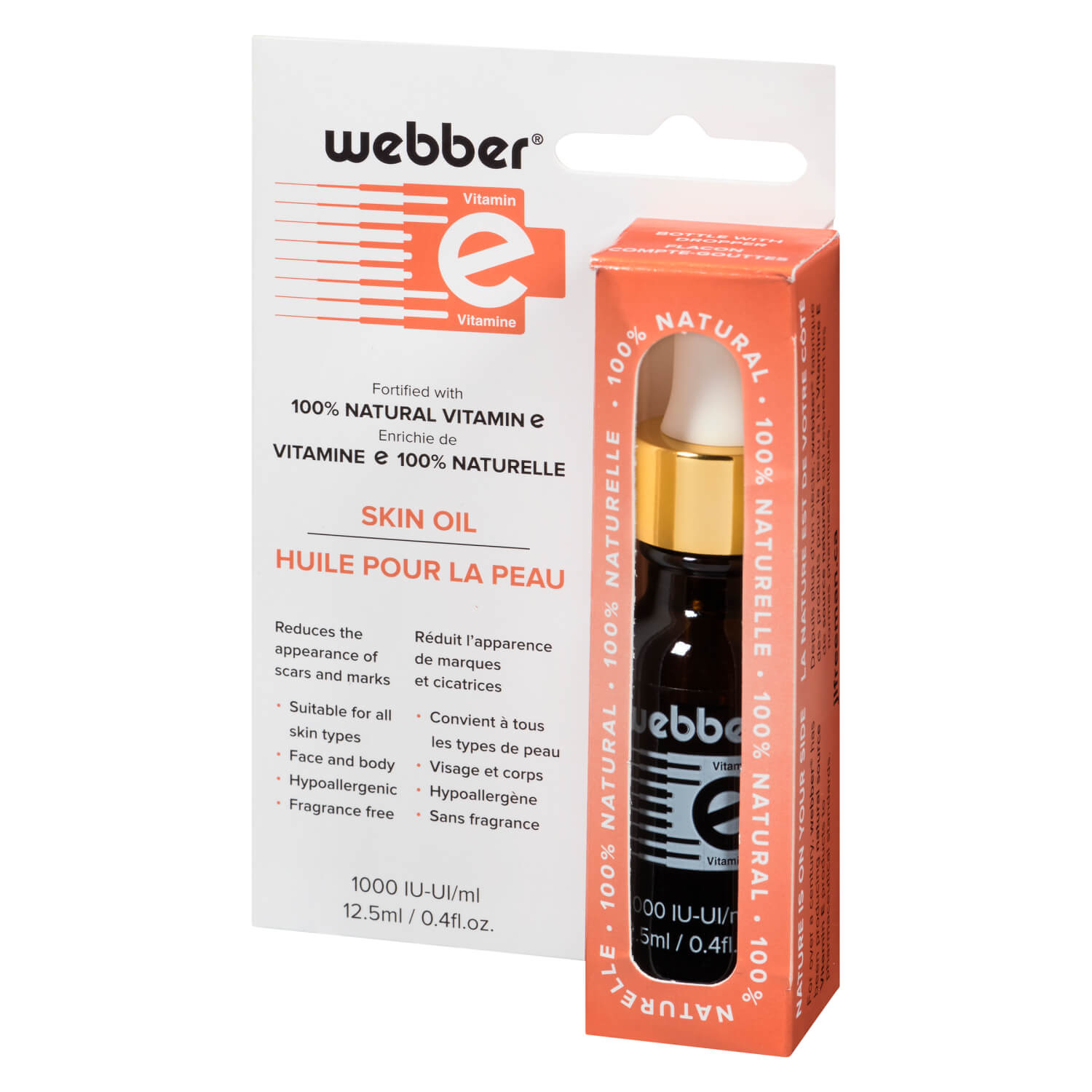 WEBBER Huile Vitamine E 100% Pure pour la peau et les cicatrices