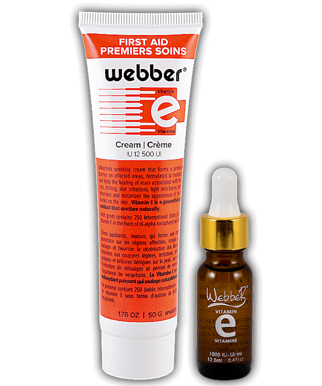 WEBBER crème premiers soins et huile vitamine E - First aid cream and skin oil vitamin E