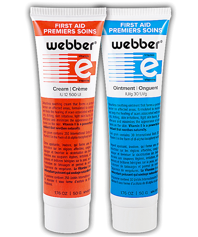 Crème et onguent Premiers soins avec vitamine E WEBBER - First aid cream and ointment with vitamin E WEBBER