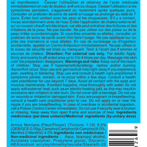 Description - Crème gel analgésique WEBBER Activ+ avec Arnica et vitamine E - 100ml - 065798431269